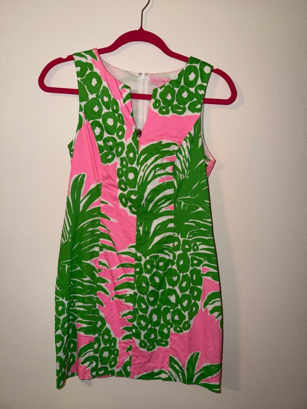 Lilly Pulitzer Pink and Green Tropical Print Sleeveless Dress